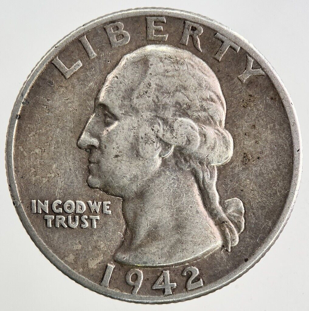 1942 US USA Quarter Dollar Silver Coin | Fine Collectable Grade