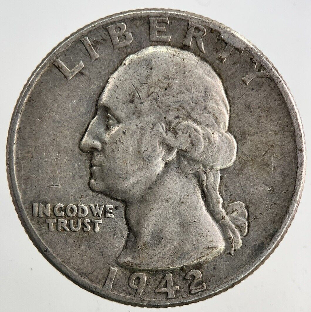 1942 US USA Quarter Dollar Silver Coin | Very High Grade