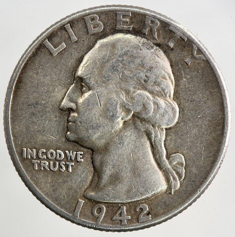 1942 US USA Quarter Dollar Silver Coin | Fine Collectable Grade