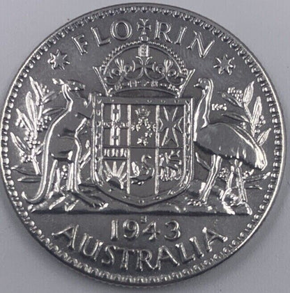 1943 Australia Florin Silver Coin | Very High Grade | a239