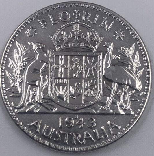 1943 Australia Florin Silver Coin | Very High Grade | a239