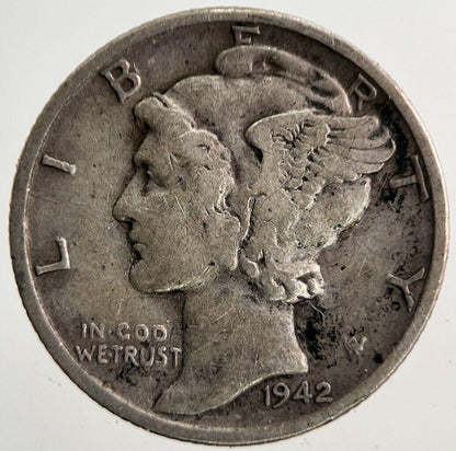 1942-S US USA Mercury Dime Silver Coin | Fine Collectable Grade