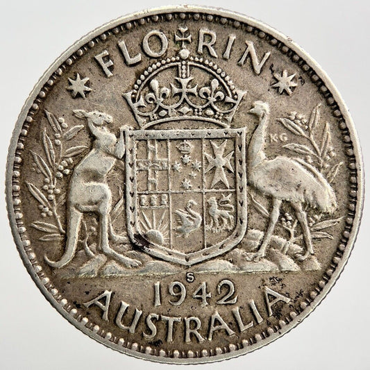 1942-S Australia Florin Silver Coin | Fine Collectable Grade | a243