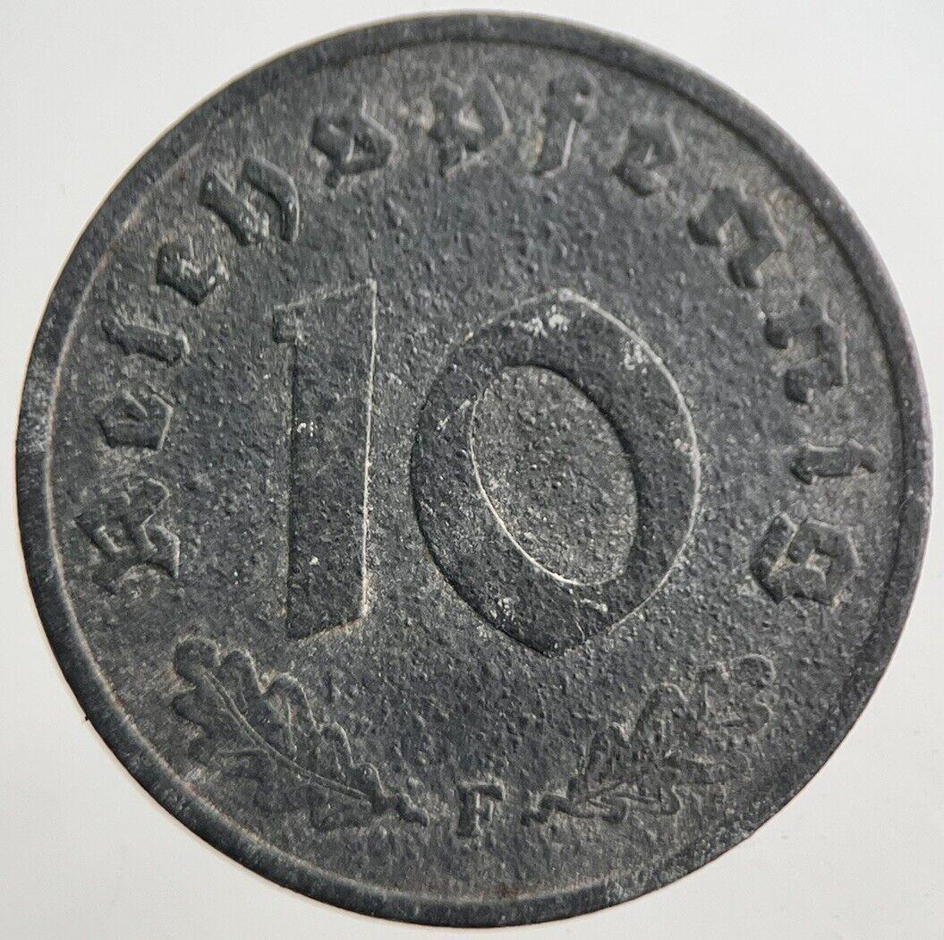 1942-F Germany Nazi 10 Pfennig Coin | Fine Collectable Grade | a7769
