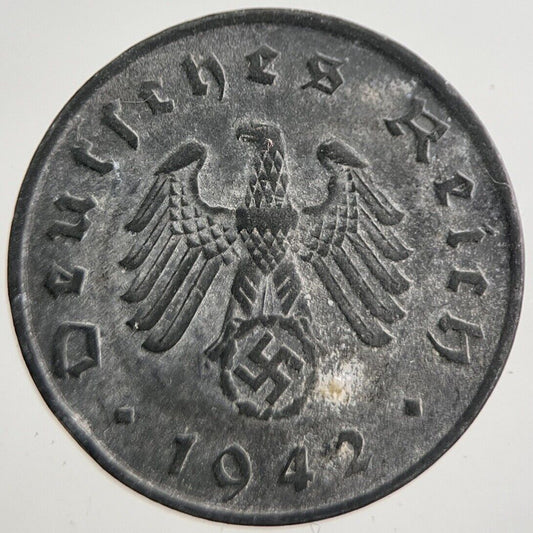 1942-J Germany Nazi 10 Pfennig Coin | Fine Collectable Grade | a7780
