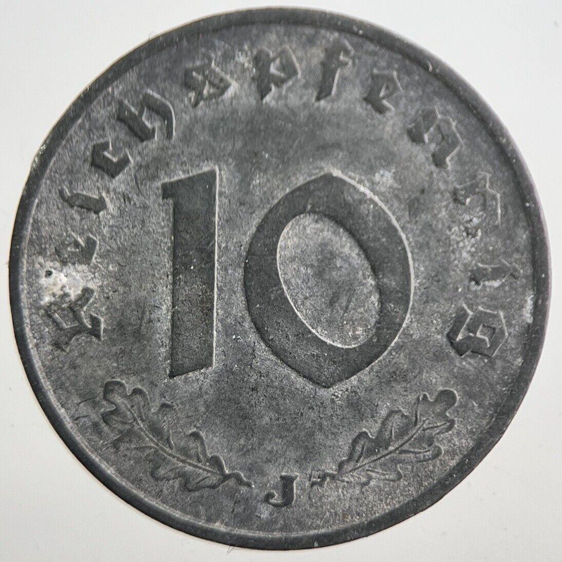 1942-J Germany Nazi 10 Pfennig Coin | Fine Collectable Grade | a7780