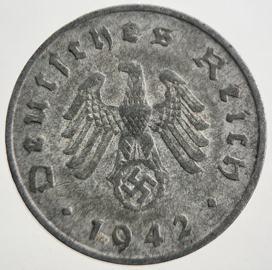 1942-F Germany Nazi 10 Pfennig Coin | Fine Collectable Grade | a7774