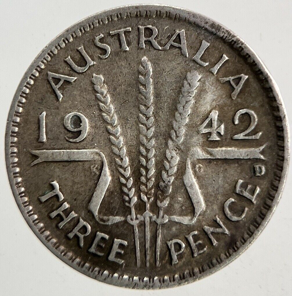 1942-D Australia Threepence Silver Coin | Fine Collectable Grade
