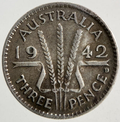 1942-D Australia Threepence Silver Coin | Fine Collectable Grade