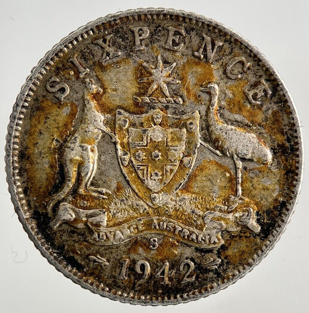 1942-S Australia Sixpence Silver Coin | Fine Collectable Grade