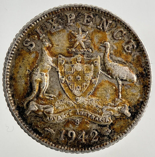 1942-S Australia Sixpence Silver Coin | Fine Collectable Grade