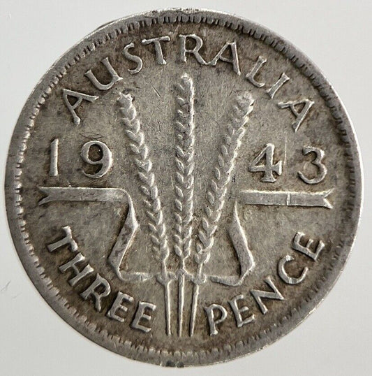 1943 Australia Threepence Silver Coin | Fine Collectable Grade