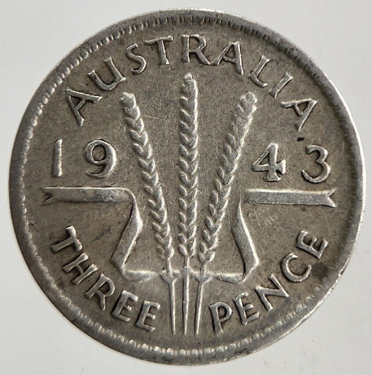 1943 Australia Threepence Silver Coin | Fine Collectable Grade