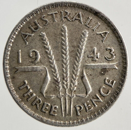 1943 Australia Threepence Silver Coin | Fine Collectable Grade