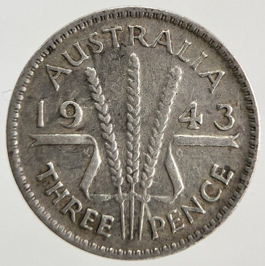 1943 Australia Threepence Silver Coin | Fine Collectable Grade