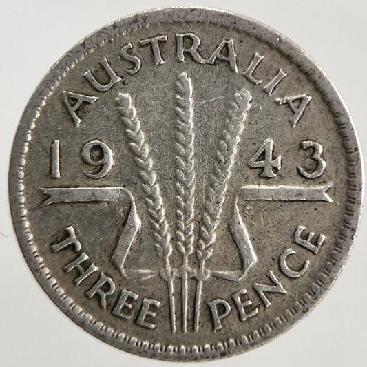 1943 Australia Threepence Silver Coin | Fine Collectable Grade