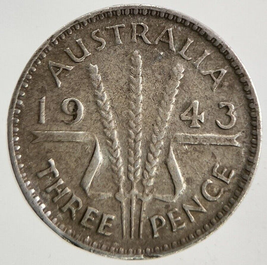 1943 Australia Threepence Silver Coin | Fine Collectable Grade