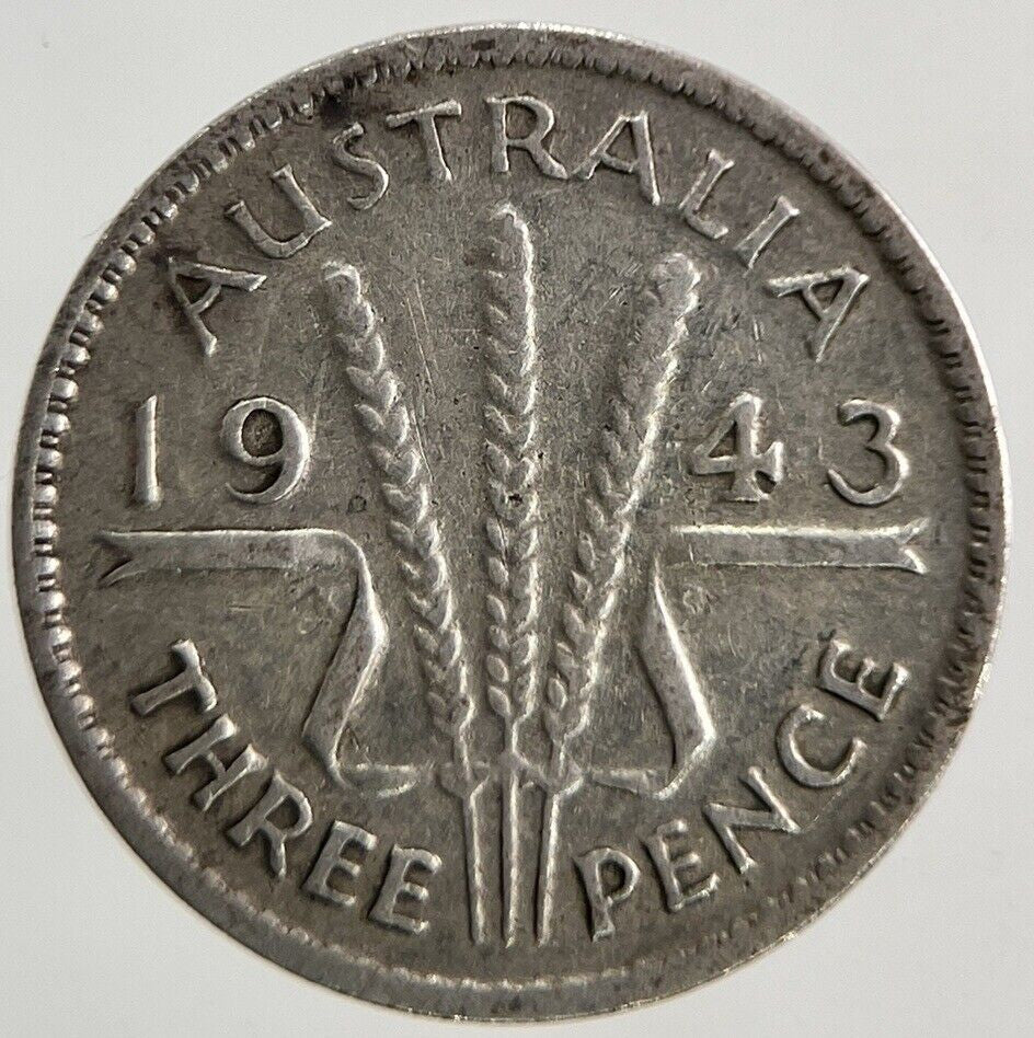 1943 Australia Threepence Silver Coin | Fine Collectable Grade