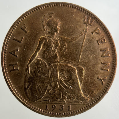 1931 George V Half-Penny Coin | Fine Collectable Grade