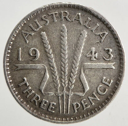 1943 Australia Threepence Silver Coin | Fine Collectable Grade