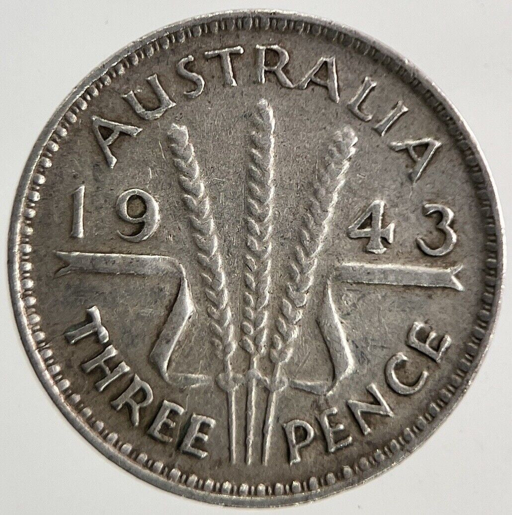 1943 Australia Threepence Silver Coin | Fine Collectable Grade