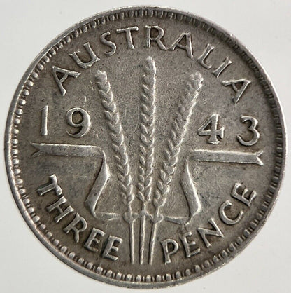 1943 Australia Threepence Silver Coin | Fine Collectable Grade