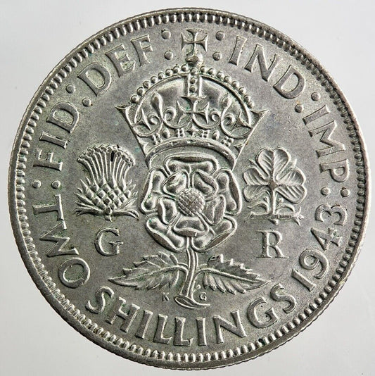 1943 George VI Florin Silver Coin | Very High Grade | a8132