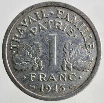 1943 France 1 Franc Coin | Fine Collectable Grade