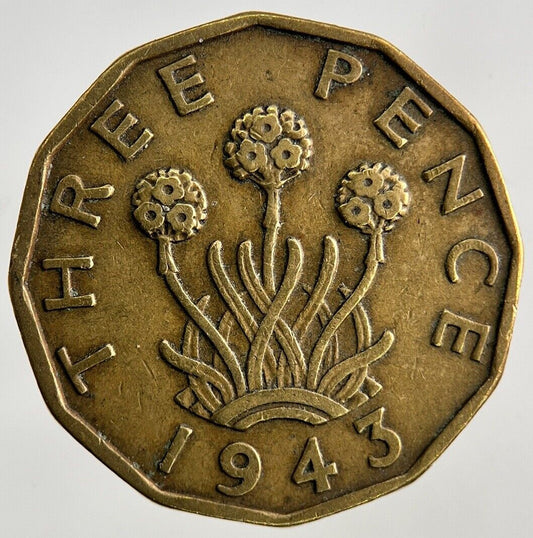1943 George VI Brass Threepence Coin | Fine Collectable Grade