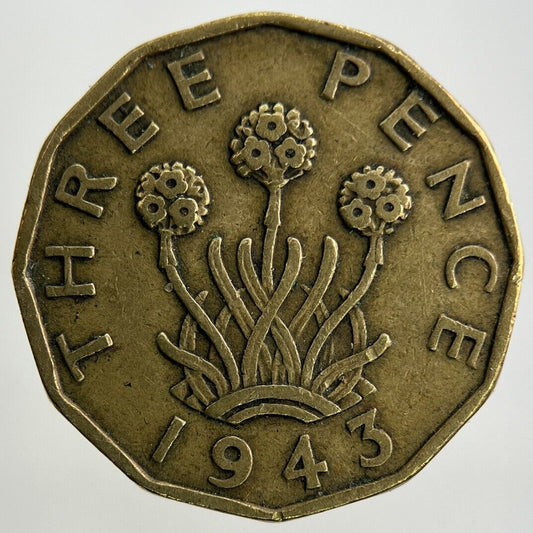 1943 George VI Brass Threepence Coin | Fine Collectable Grade