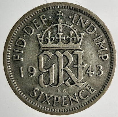 1943 George VI Sixpence Silver Coin | Fine Collectable Grade