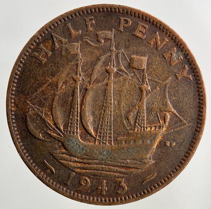 1943 George VI Half-Penny Coin | Fine Collectable Grade