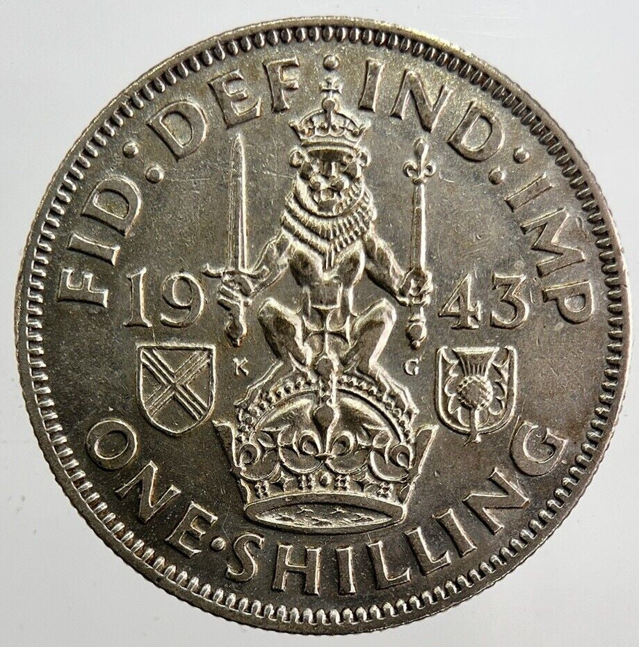 1943 George VI Scottish Shilling Silver Coin | Very High Grade | a3991