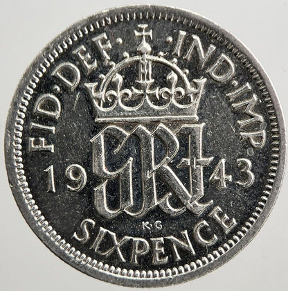 1943 George VI Sixpence Silver Coin | Fine Collectable Grade | a3304