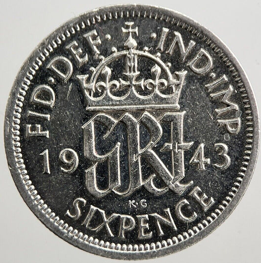 1943 George VI Sixpence Silver Coin | Fine Collectable Grade | a3304