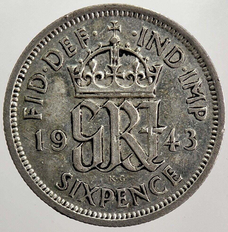 1943 George VI Sixpence Silver Coin | Very High Grade | a5618
