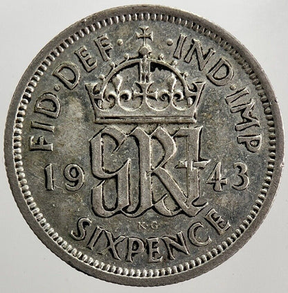 1943 George VI Sixpence Silver Coin | Very High Grade | a5618