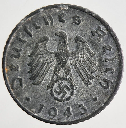 1943 Germany Nazi 5 Pfennig Coin | Very High Grade