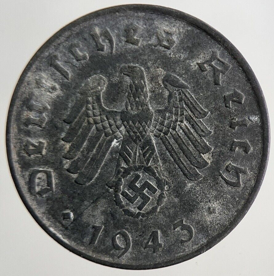 1943 Germany Nazi 10 Pfennig Coin | Very High Grade