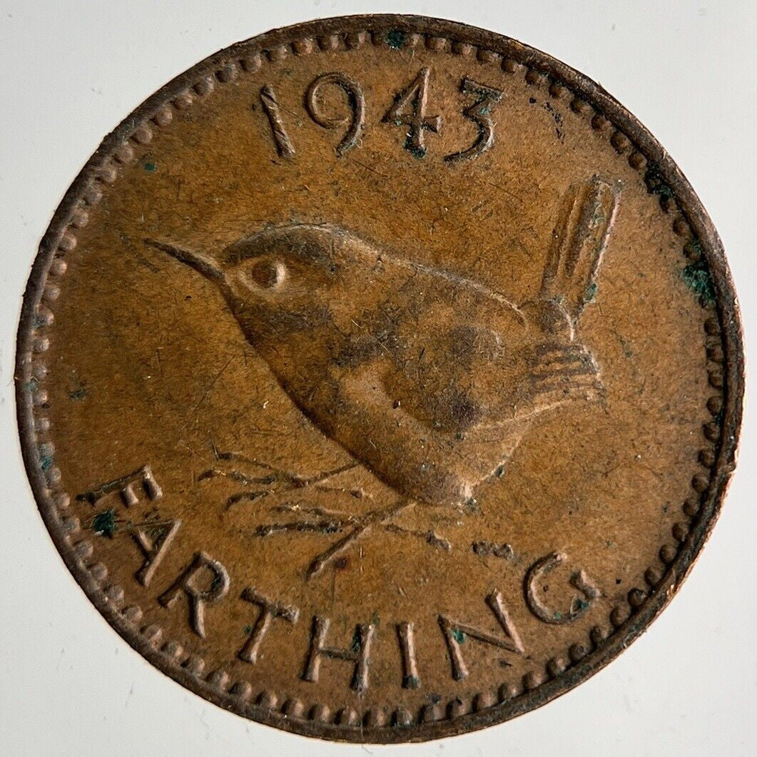 1943 George VI Wren Farthing Coin | Fine Collectable Grade