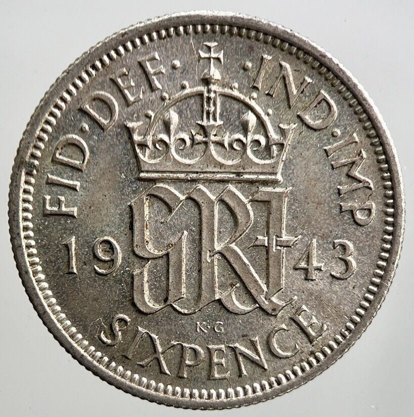 1943 George VI Sixpence Silver Coin | Very High Grade | a3457