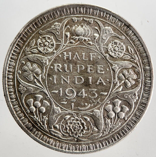 1943 India 1/2 Half Rupee Silver Coin | Fine Collectable Grade | a7124