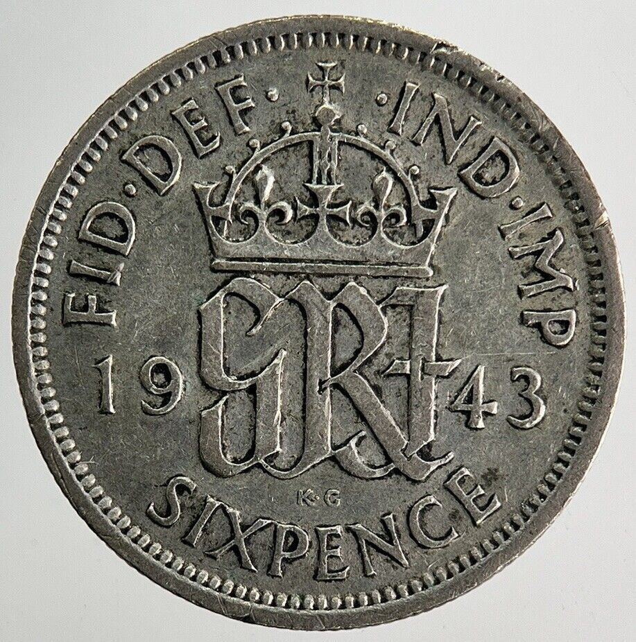 1943 George VI Sixpence Silver Coin | Fine Collectable Grade | a9927