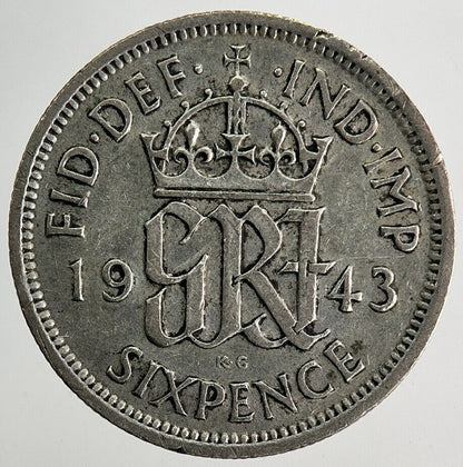 1943 George VI Sixpence Silver Coin | Fine Collectable Grade | a9927