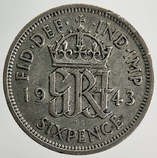 1943 George VI Sixpence Silver Coin | Fine Collectable Grade | a9927