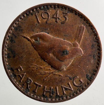 1943 George VI Wren Farthing Coin | Fine Collectable Grade