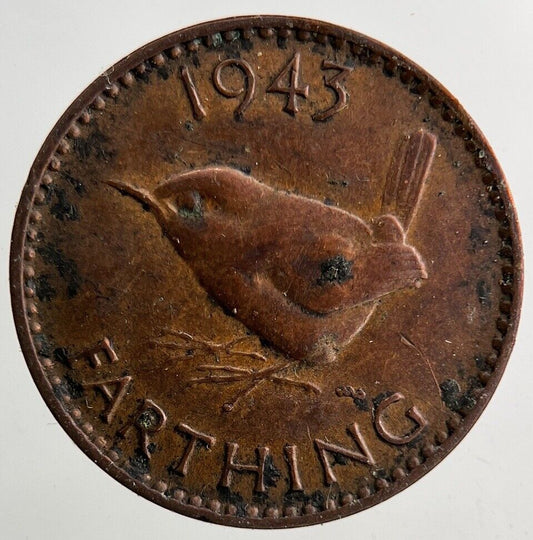 1943 George VI Wren Farthing Coin | Fine Collectable Grade
