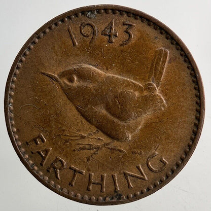 1943 George VI Wren Farthing Coin | Fine Collectable Grade