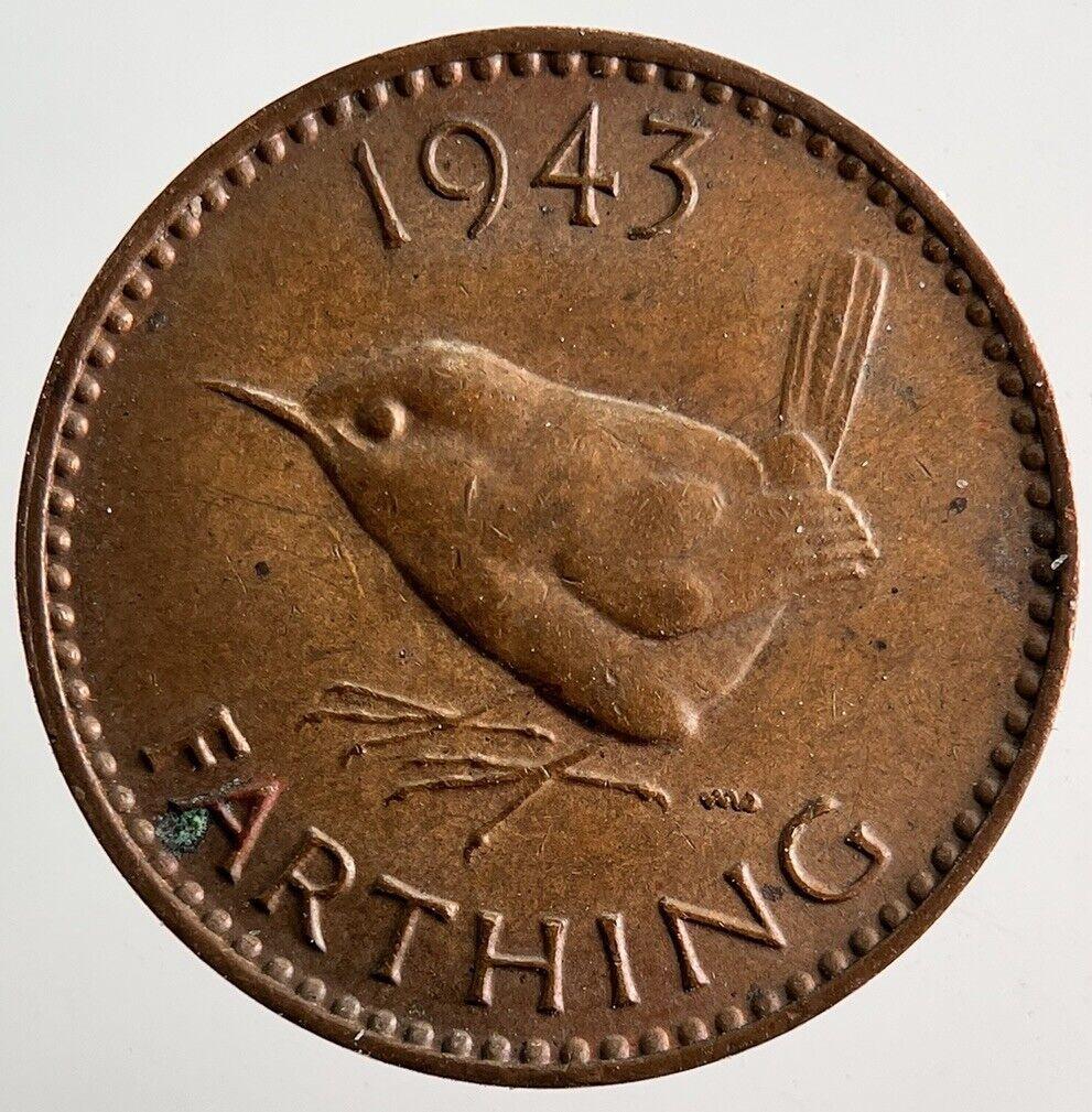 1943 George VI Wren Farthing Coin | Very High Grade