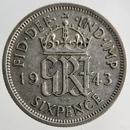 1943 George VI Sixpence Silver Coin | Fine Collectable Grade
